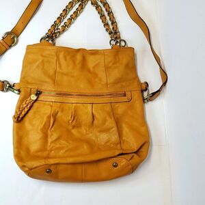 B. MAKOWSKY Saffiano Leather Shoulder Crossbody Fold Over Top Bag